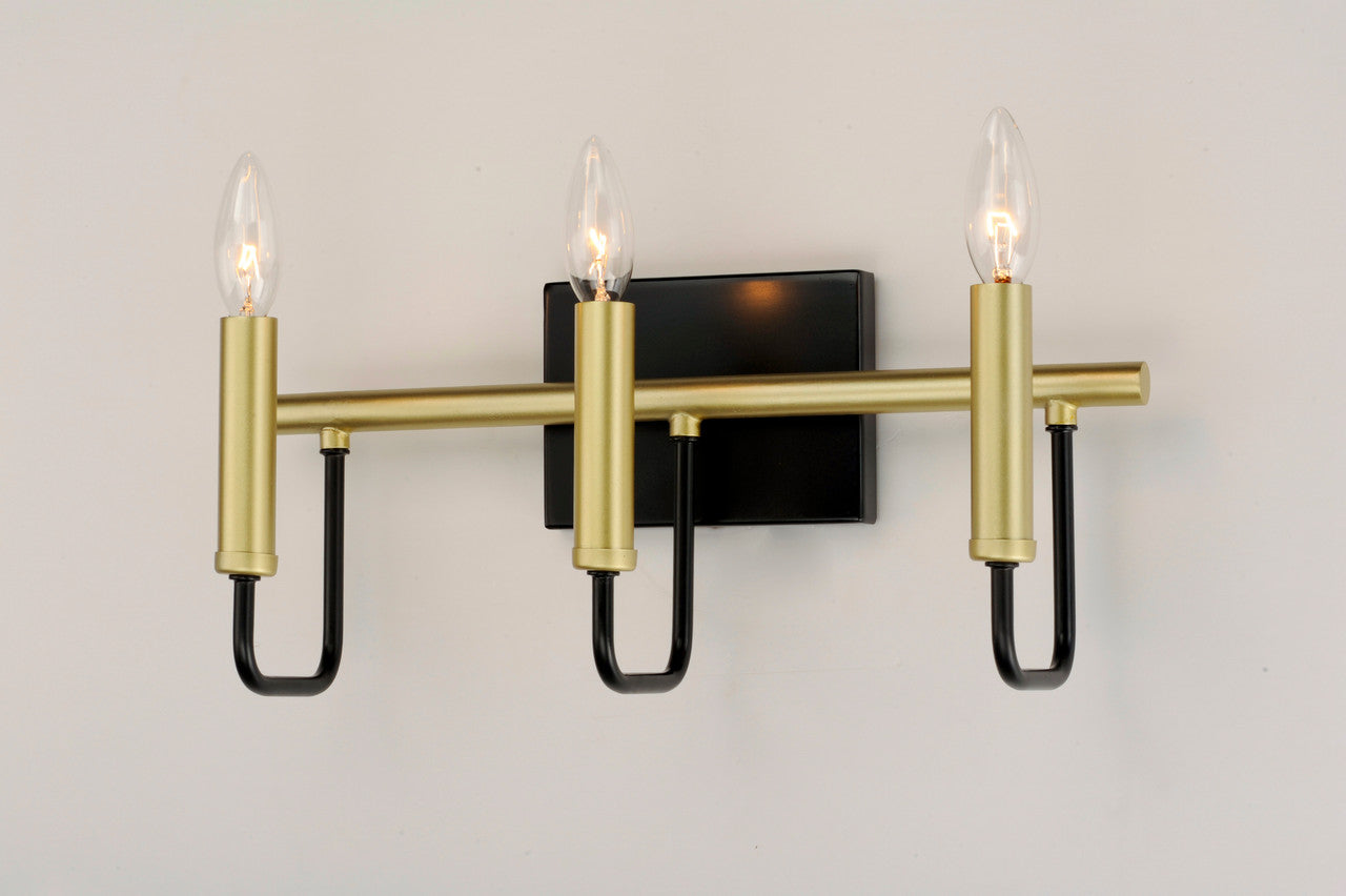 Maxim Sullivan 3-Light Bath Vanity in Black / Gold 10253BKGLD