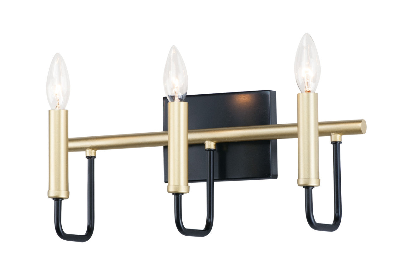 Maxim Sullivan 3-Light Bath Vanity in Black / Gold 10253BKGLD