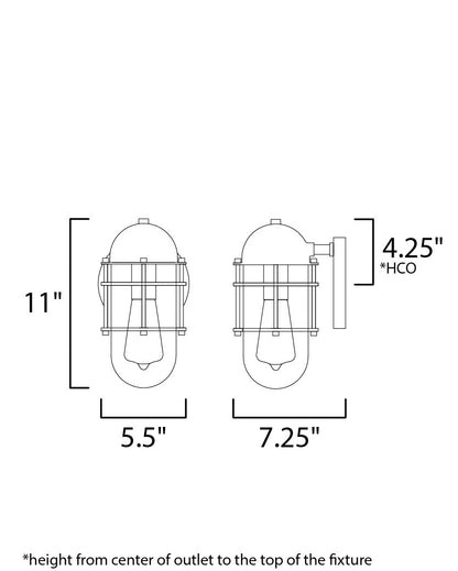 Maxim Seaside 1-Light Outdoor Wall Sconce in Weathered Zinc 10262CLWZ