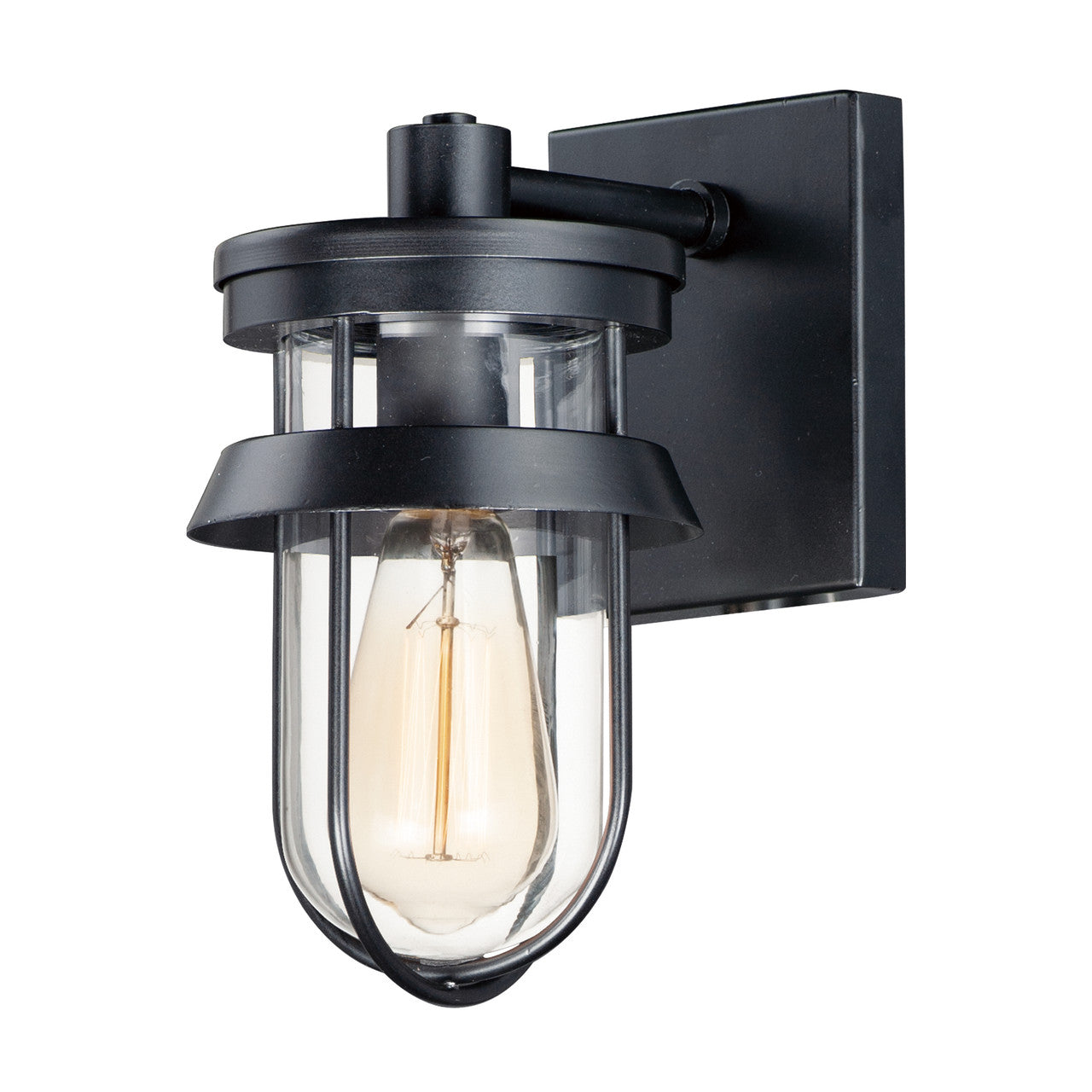 Maxim Breakwater 1-Light Outdoor Wall Sconce in Black 10265CLBK