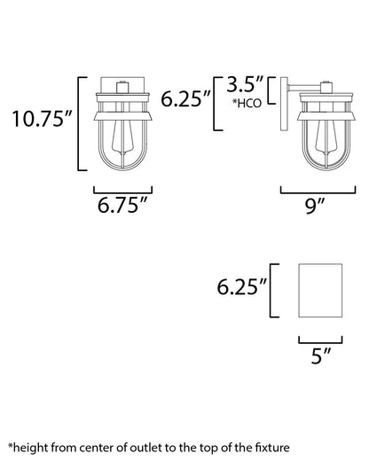 Maxim Breakwater 1-Light Outdoor Wall Sconce in Black 10266CLBK