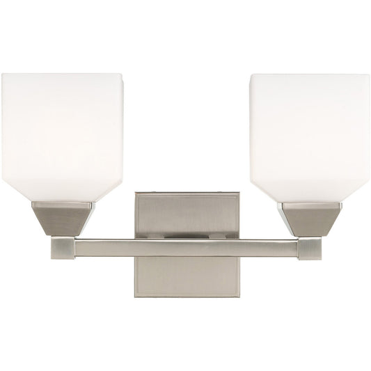 Livex Lighting Aragon Collection 2 Lt Brushed Nickel Bath Vanity in Brushed Nickel 10282-91