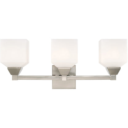 Livex Lighting Aragon Collection 3 Lt Brushed Nickel Bath Vanity in Brushed Nickel 10283-91