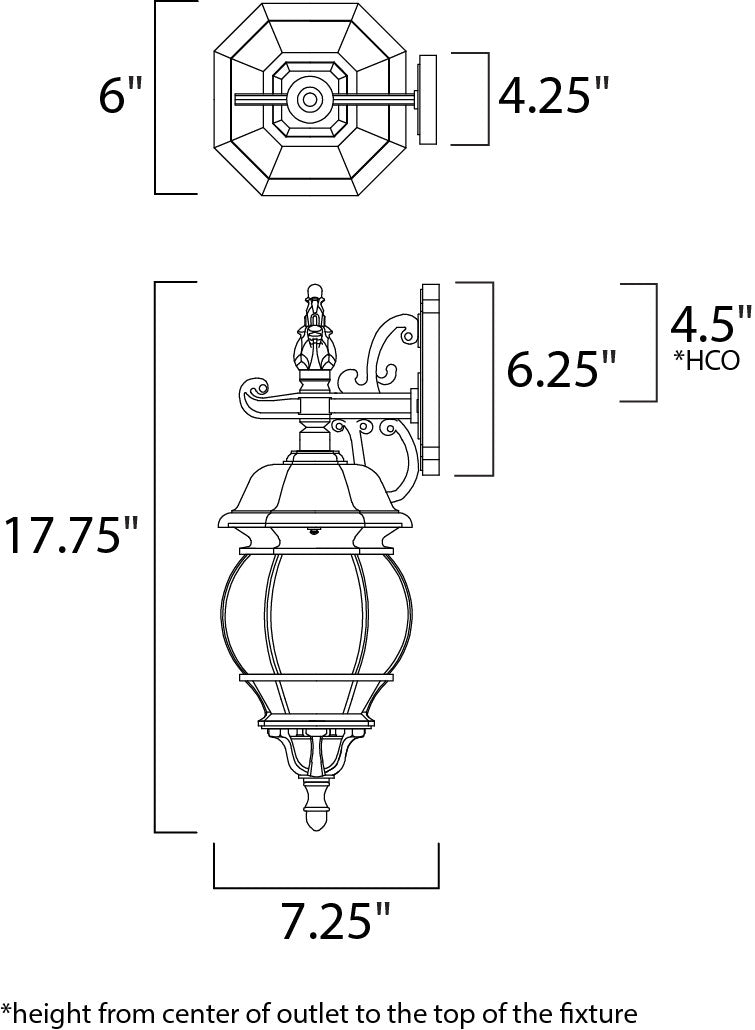 Maxim Crown Hill 1-Light Outdoor Wall Lantern in Black 1030BK