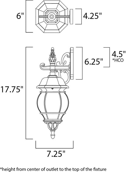 Maxim Crown Hill 1-Light Outdoor Wall Lantern in Black 1030BK