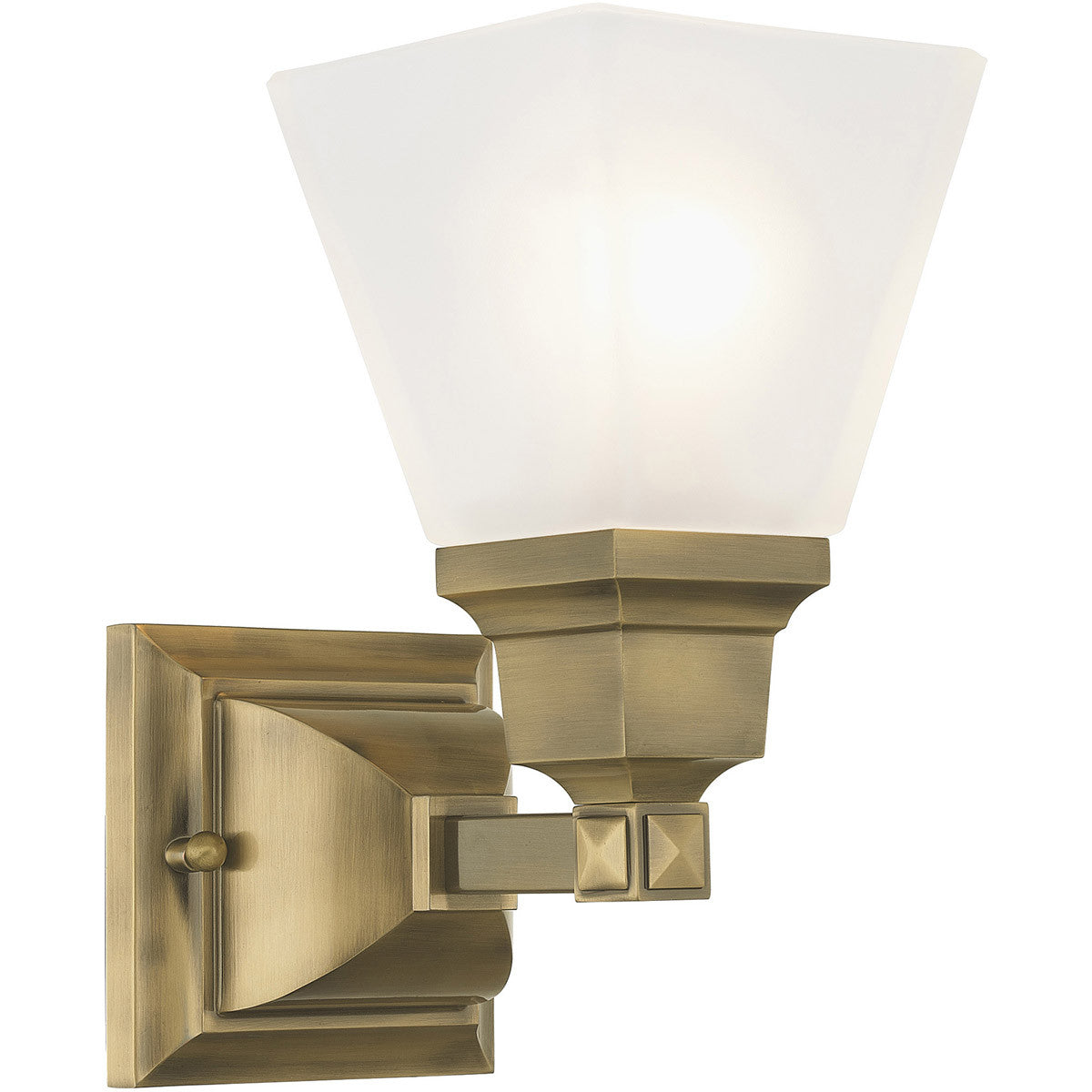 Livex Lighting Mission Collection 1 Light Antique Brass Bath Light in Antique Brass 1031-01