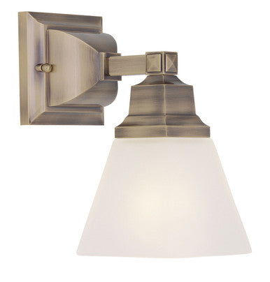 Livex Lighting Mission Collection 1 Light Antique Brass Bath Light in Antique Brass 1031-01