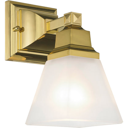 Livex Lighting Mission Collection 1 Light Polished Brass Bath Light in Polished Brass 1031-02