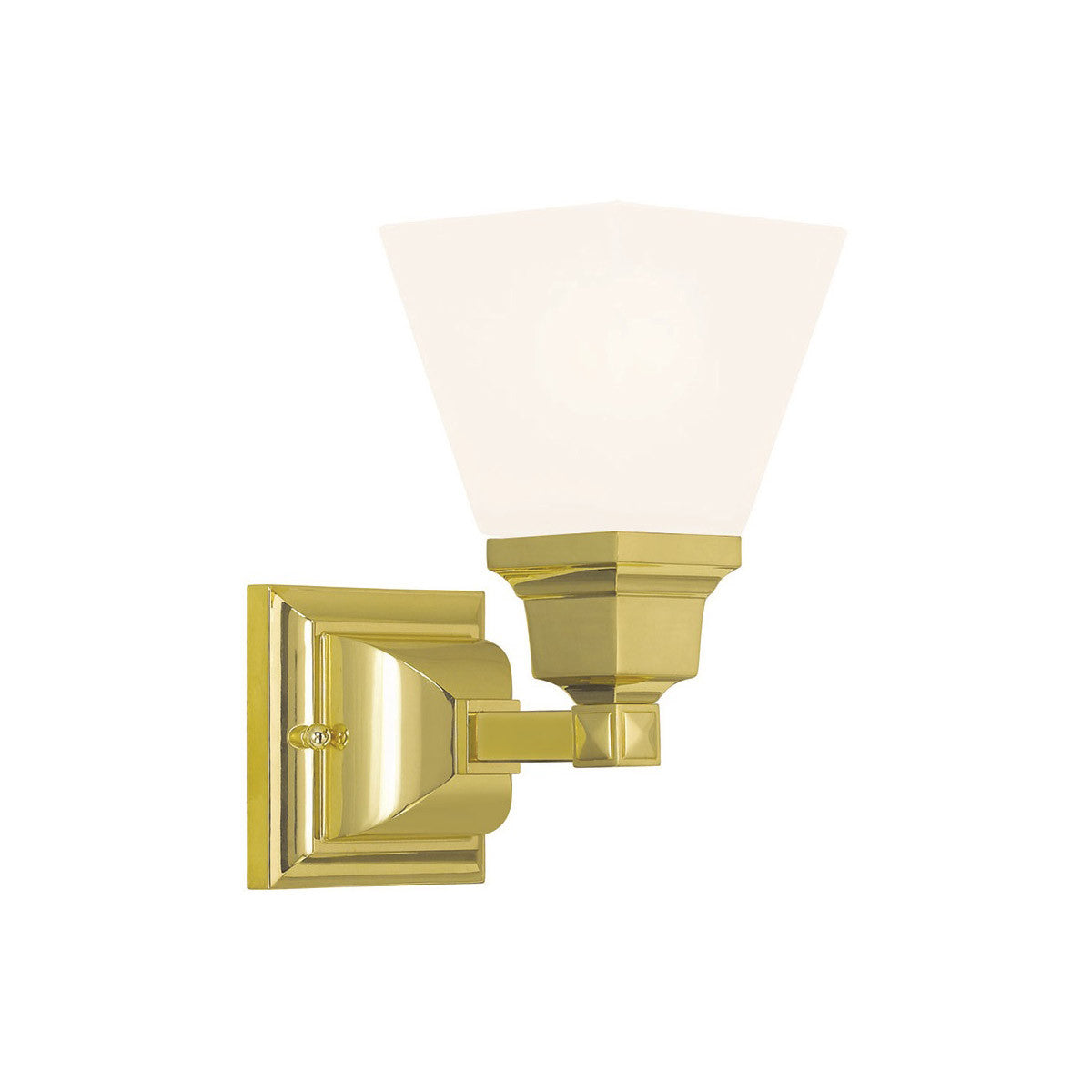 Livex Lighting Mission Collection 1 Light Polished Brass Bath Light in Polished Brass 1031-02