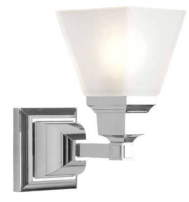 Livex Lighting Mission Collection 1 Light Polished Chrome Bath Light in Polished Chrome 1031-05