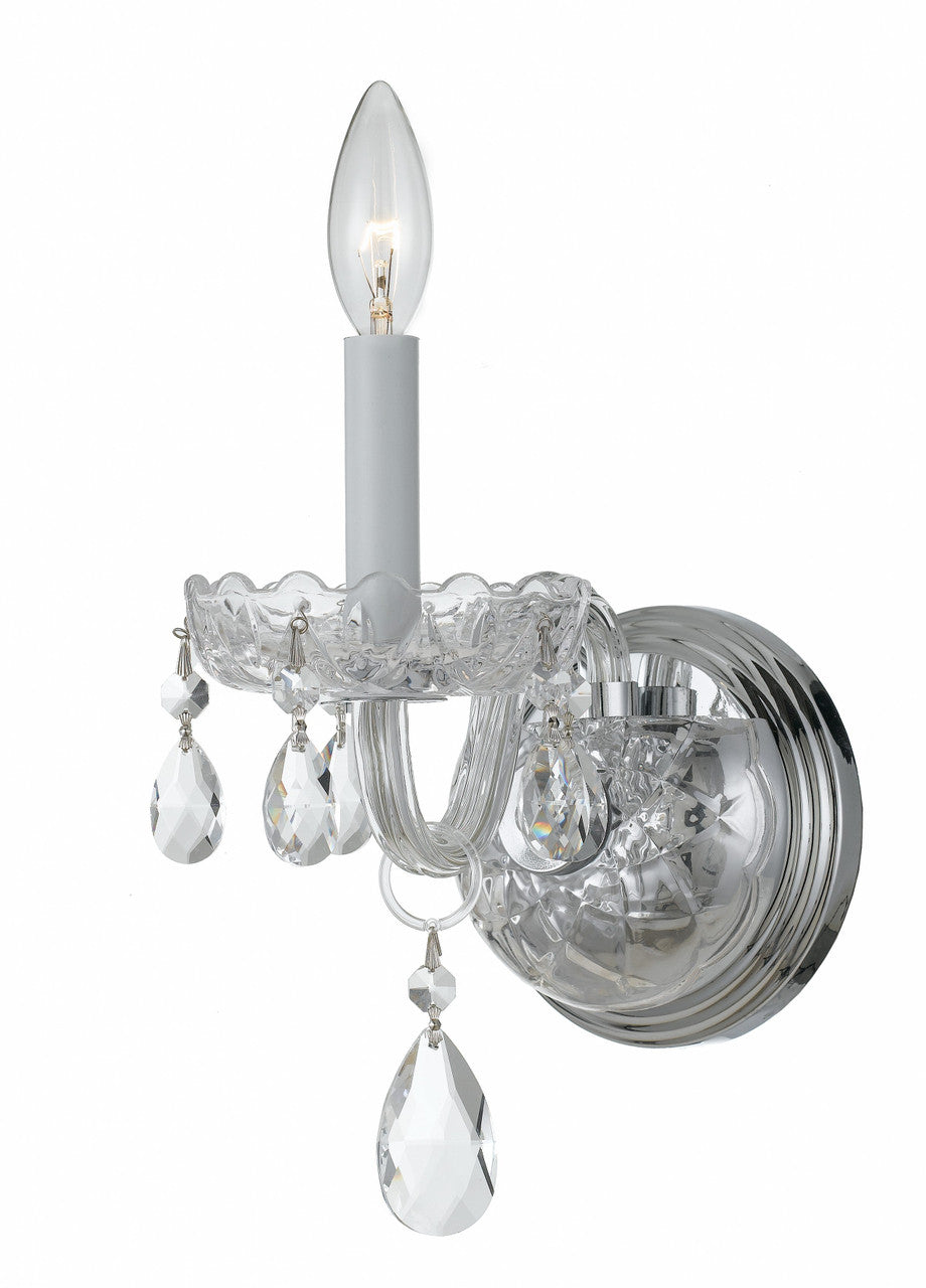 Crystorama Traditional Crystal 1 Light Hand Cut Crystal Polished Chrome Wall Mount 1031-CH-CL-MWP