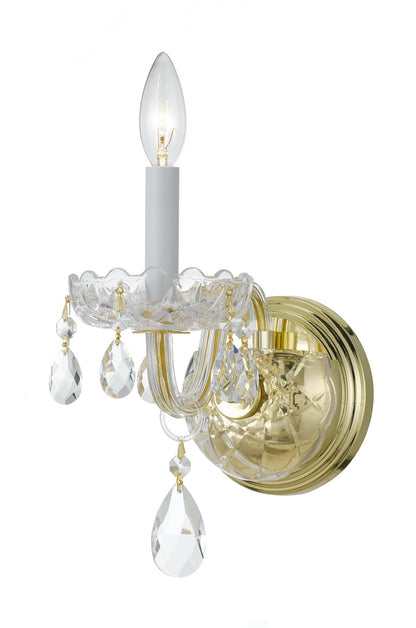 Crystorama Traditional Crystal 1 Light Hand Cut Crystal Polished Brass Wall Mount 1031-PB-CL-MWP