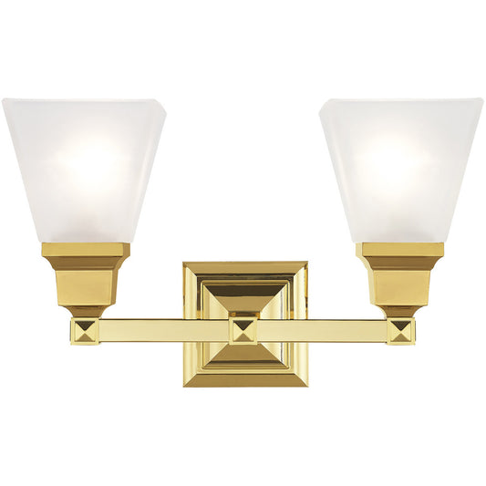 Livex Lighting Mission Collection 2 Light Polished Brass Bath Light in Polished Brass 1032-02