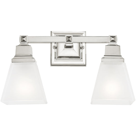 Livex Lighting Mission Collection 2 Light Polished Nickel Bath Light in Polished Nickel 1032-35