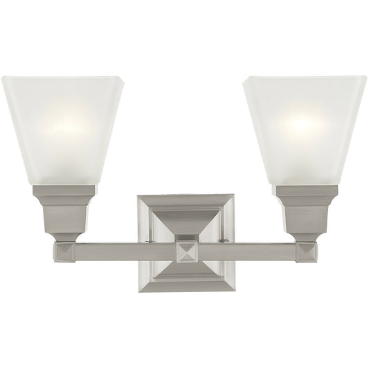 Livex Lighting Mission Collection 2 Light Brushed Nickel Bath Light in Brushed Nickel 1032-91