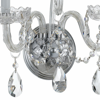 Crystorama Traditional Crystal 2 Light Swarovski Strass Crystal Polished Chrome Wall Mount 1032-CH-CL-S