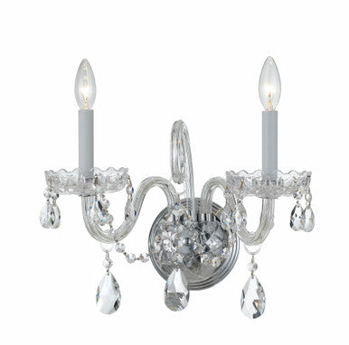 Crystorama Traditional Crystal 2 Light Swarovski Strass Crystal Polished Chrome Wall Mount 1032-CH-CL-S