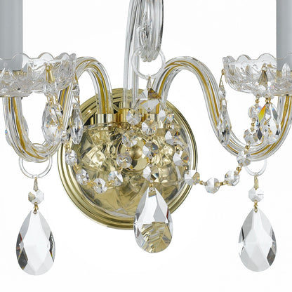 Crystorama Traditional Crystal 2 Light Hand Cut Crystal Polished Brass Wall Mount 1032-PB-CL-MWP