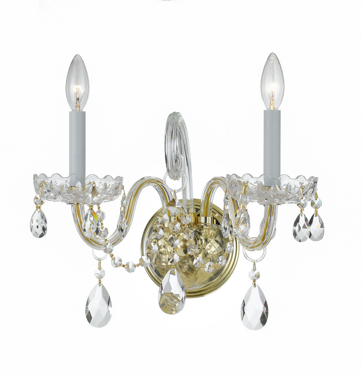 Crystorama Traditional Crystal 2 Light Spectra Crystal Polished Brass Wall Mount 1032-PB-CL-SAQ