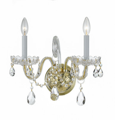 Crystorama Traditional Crystal 2 Light Swarovski Strass Crystal Polished Brass Wall Mount 1032-PB-CL-S