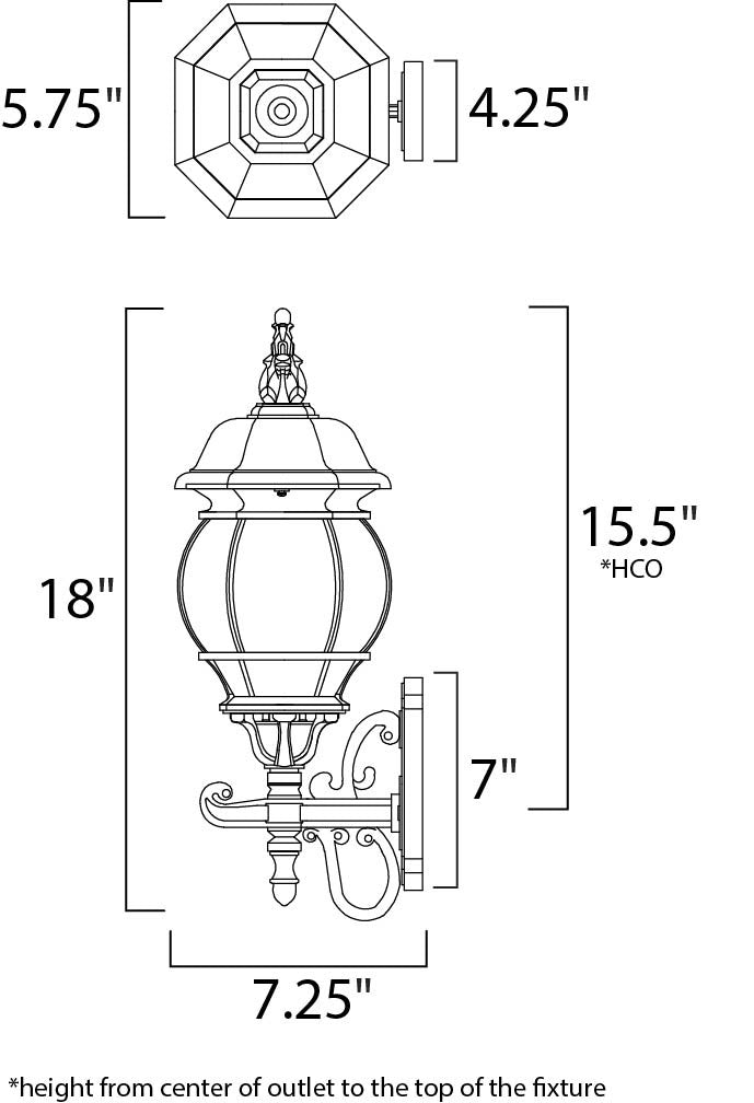 Maxim Crown Hill 1-Light Outdoor Wall Lantern in Black 1032BK