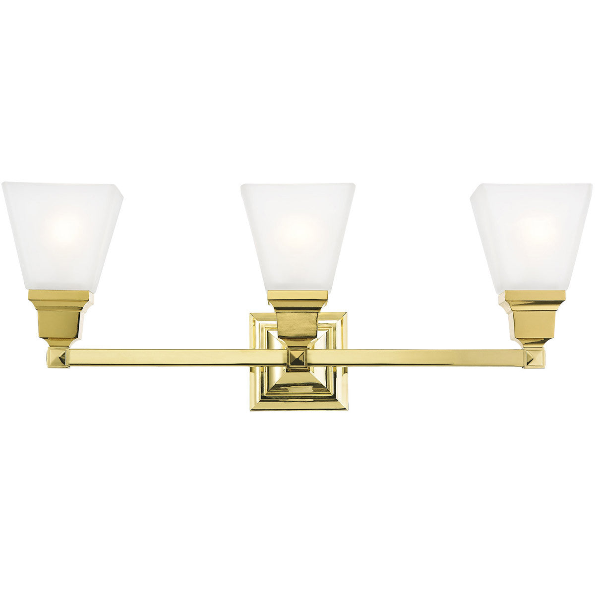 Livex Lighting Mission Collection 3 Light Polished Brass Bath Light in Polished Brass 1033-02