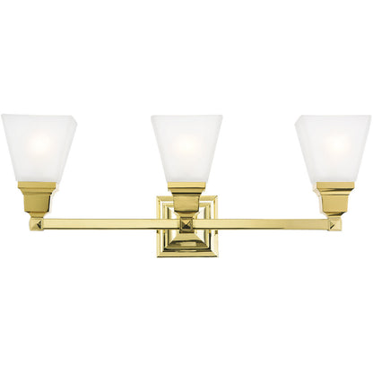 Livex Lighting Mission Collection 3 Light Polished Brass Bath Light in Polished Brass 1033-02