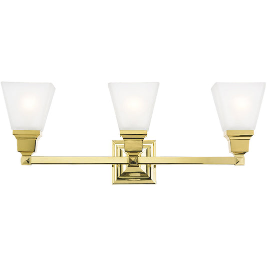 Livex Lighting Mission Collection 3 Light Polished Brass Bath Light in Polished Brass 1033-02