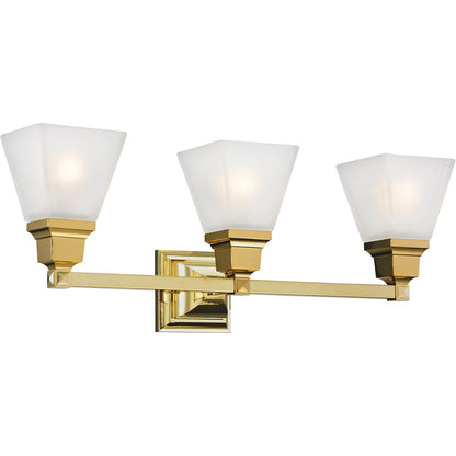 Livex Lighting Mission Collection 3 Light Polished Brass Bath Light in Polished Brass 1033-02