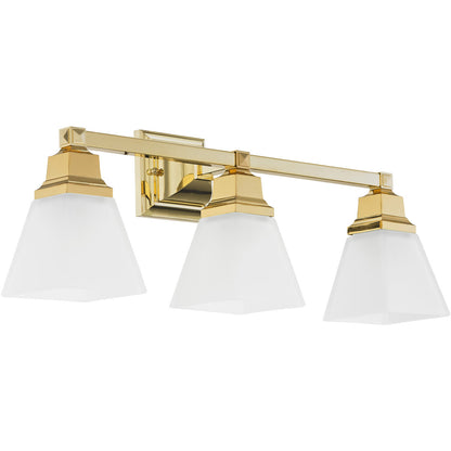 Livex Lighting Mission Collection 3 Light Polished Brass Bath Light in Polished Brass 1033-02