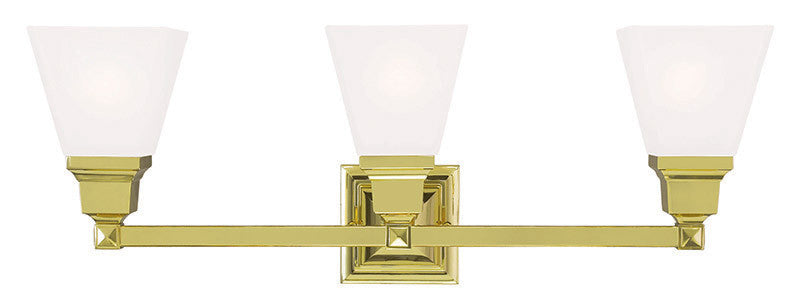 Livex Lighting Mission Collection 3 Light Polished Brass Bath Light in Polished Brass 1033-02