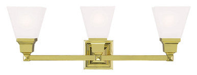 Livex Lighting Mission Collection 3 Light Polished Brass Bath Light in Polished Brass 1033-02