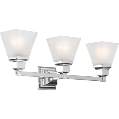 Livex Lighting Mission Collection 3 Light Polished Chrome Bath Light in Polished Chrome 1033-05