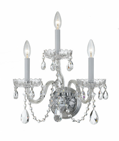 Crystorama Traditional Crystal 3 Light Spectra Crystal Polished Chrome Wall Mount 1033-CH-CL-SAQ