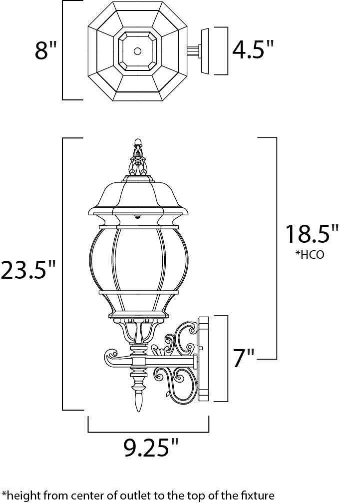 Maxim Crown Hill 3-Light Outdoor Wall Lantern in Black 1033BK