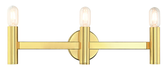 Livex Lighting Copenhagen Collection  3 Light Polished Brass ADA Vanity Sconce in Polished Brass 10343-02