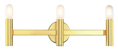 Livex Lighting Copenhagen Collection  3 Light Polished Brass ADA Vanity Sconce in Polished Brass 10343-02