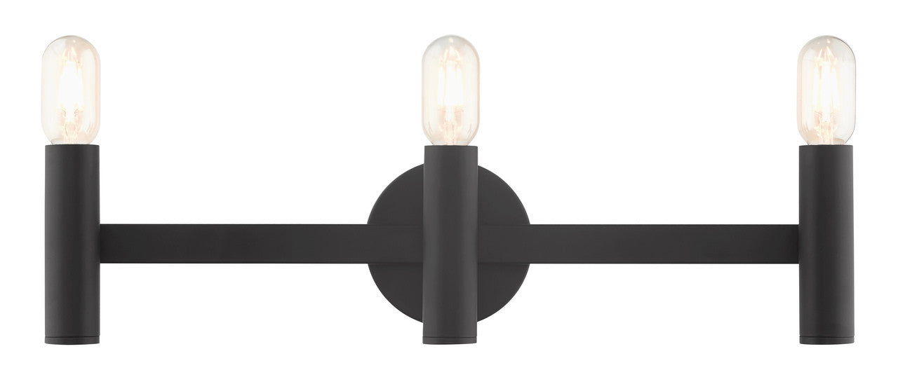 Livex Lighting Copenhagen Collection  3 Light Black ADA Vanity Sconce in Black 10343-04