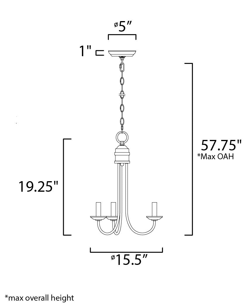 Maxim Logan 3-Light Candle Chandelier in Satin Nickel 10343SN