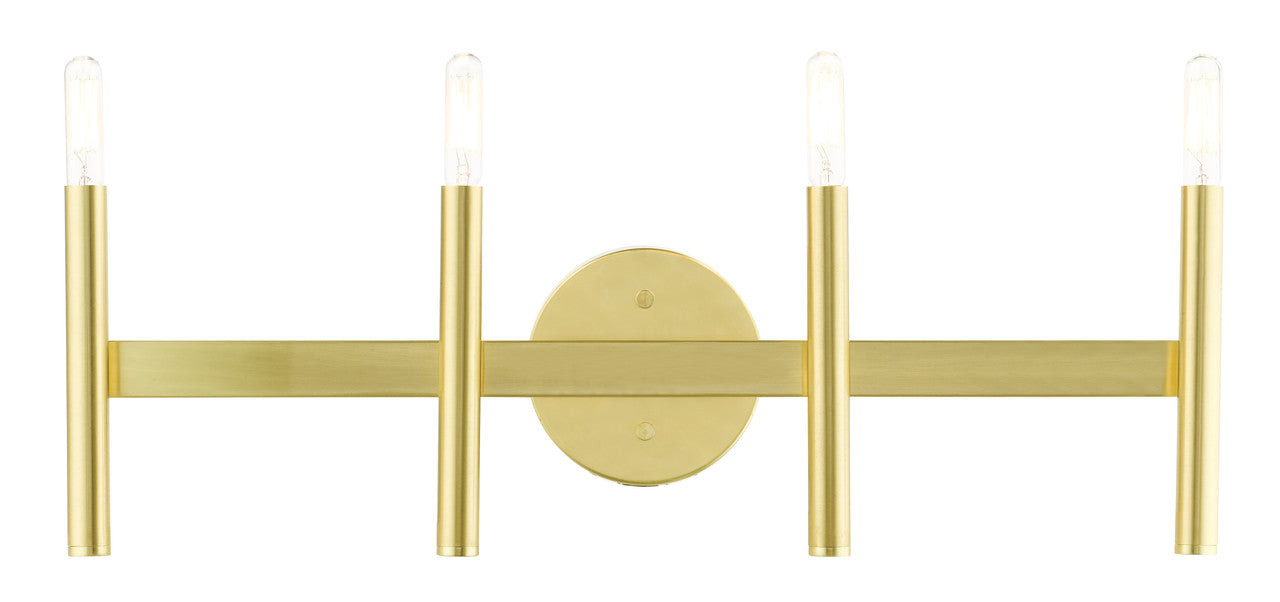 Livex Lighting Copenhagen Collection  4 Light Satin Brass ADA Vanity Sconce in Satin Brass 10344-12