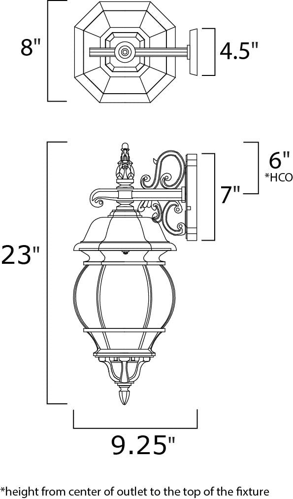 Maxim Crown Hill 3-Light Outdoor Wall Lantern in Black 1034BK