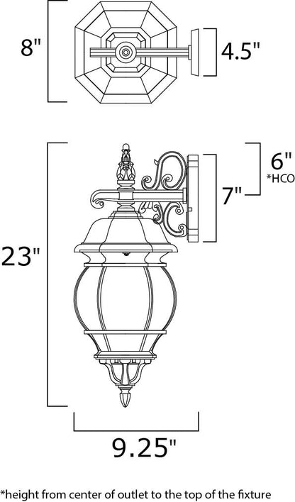 Maxim Crown Hill 3-Light Outdoor Wall Lantern in Black 1034BK