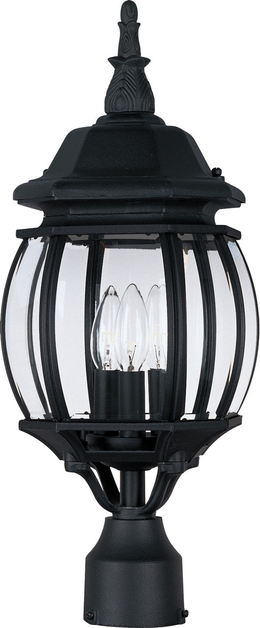 Maxim Crown Hill 3-Light Outdoor Pole/Post Lantern in Black 1035BK