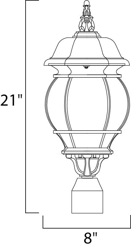 Maxim Crown Hill 3-Light Outdoor Pole/Post Lantern in Black 1035BK