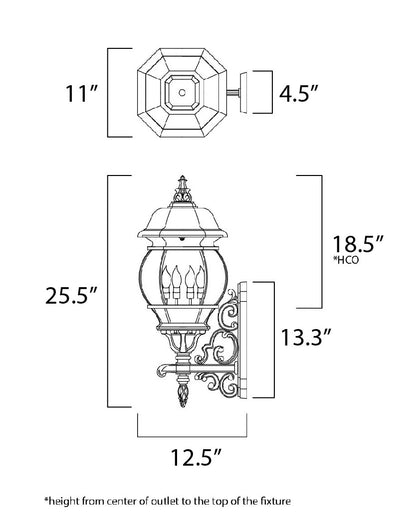 Maxim Crown Hill 4-Light Outdoor Wall Lantern in Black 1037BK