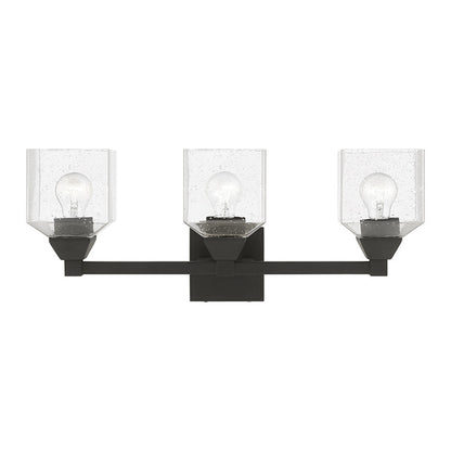 Livex Lighting Aragon Collection  3 Light Black Vanity Sconce in Black 10383-04