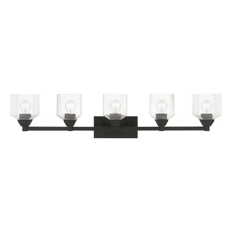 Livex Lighting Aragon Collection  5 Light Black Vanity Sconce in Black 10385-04