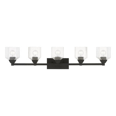 Livex Lighting Aragon Collection  5 Light Black Vanity Sconce in Black 10385-04