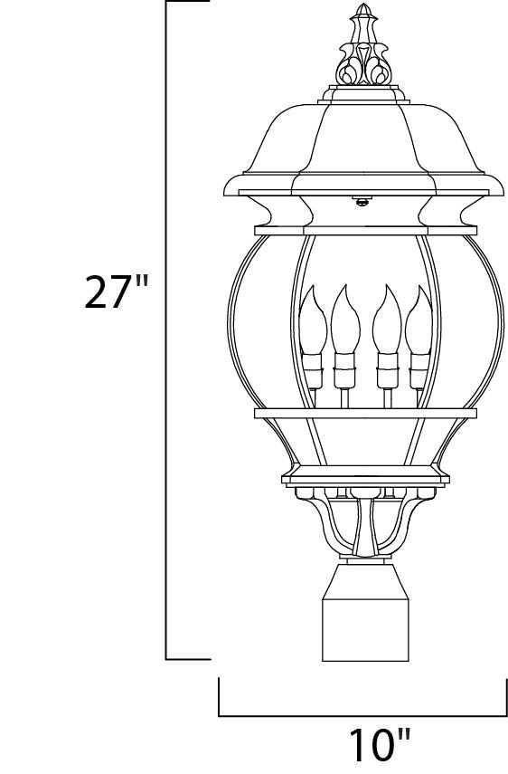 Maxim Crown Hill 4-Light Outdoor Pole/Post Lantern in Black 1038BK