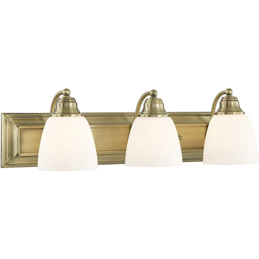 Livex Lighting Springfield Collection 3 Light Antique Brass Bath Light in Antique Brass 10503-01